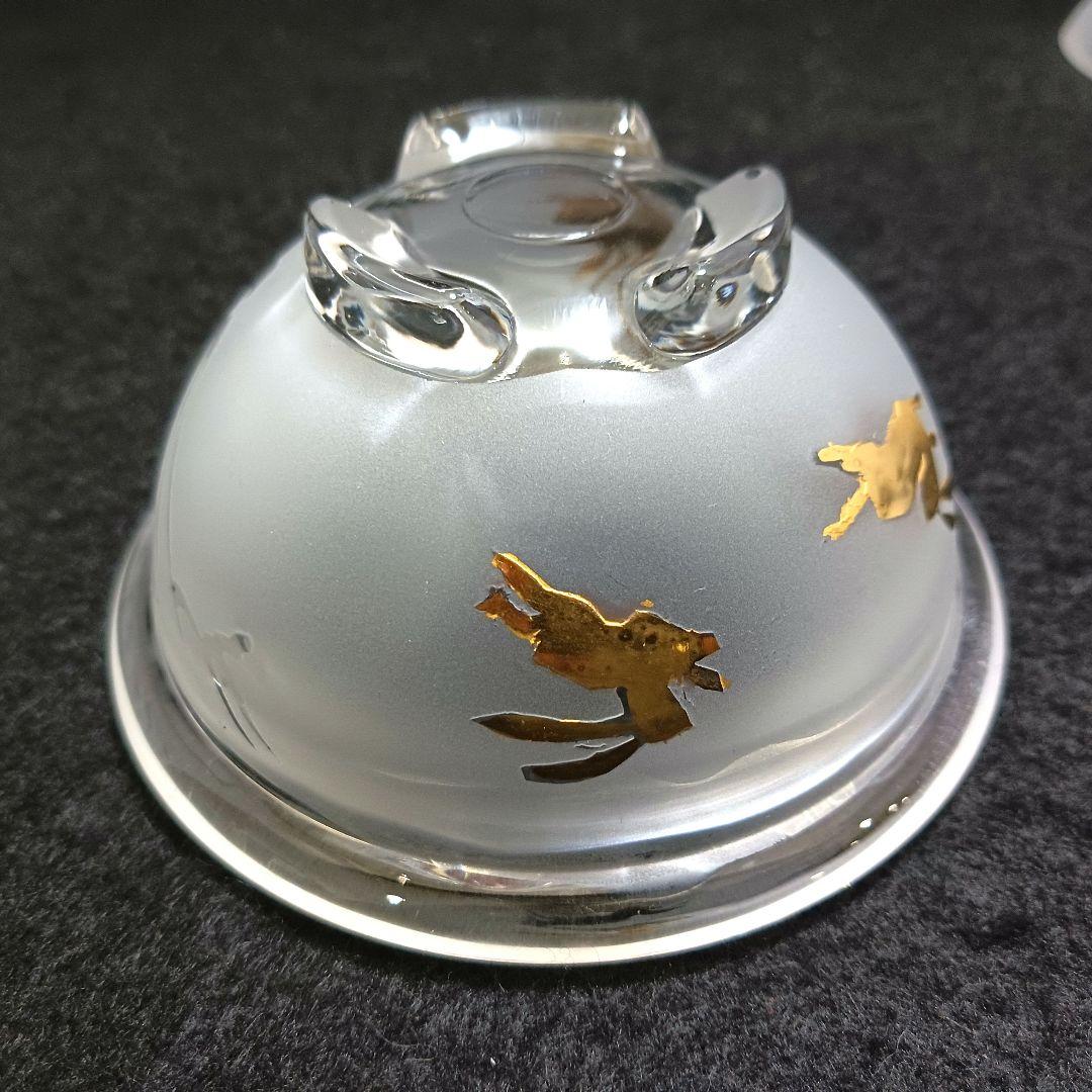 Y3279-3 ガラス製 金彩ウサギ文 蓋付碗 ガラス碗 2客セット　ひ
