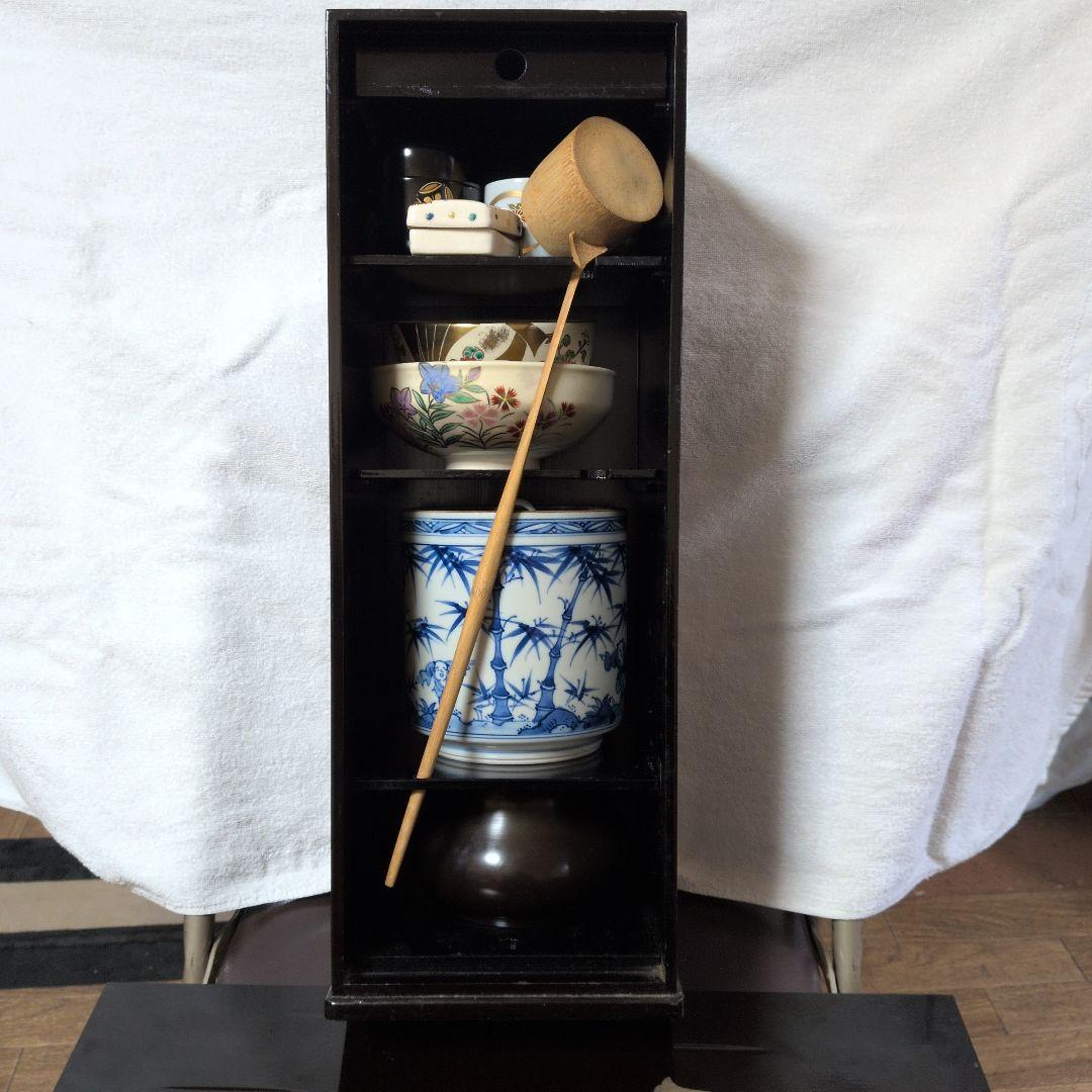 茶道具セット 青い竹模様 茶箱。常識範囲内交渉有。