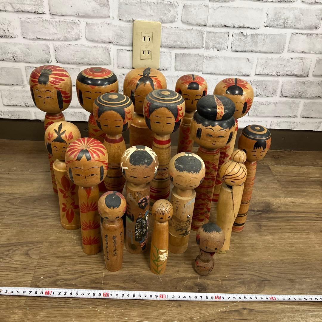 D-3 【昭和レトロ】伝統こけし 創作こけし まとめ売り 17本セット 作家物