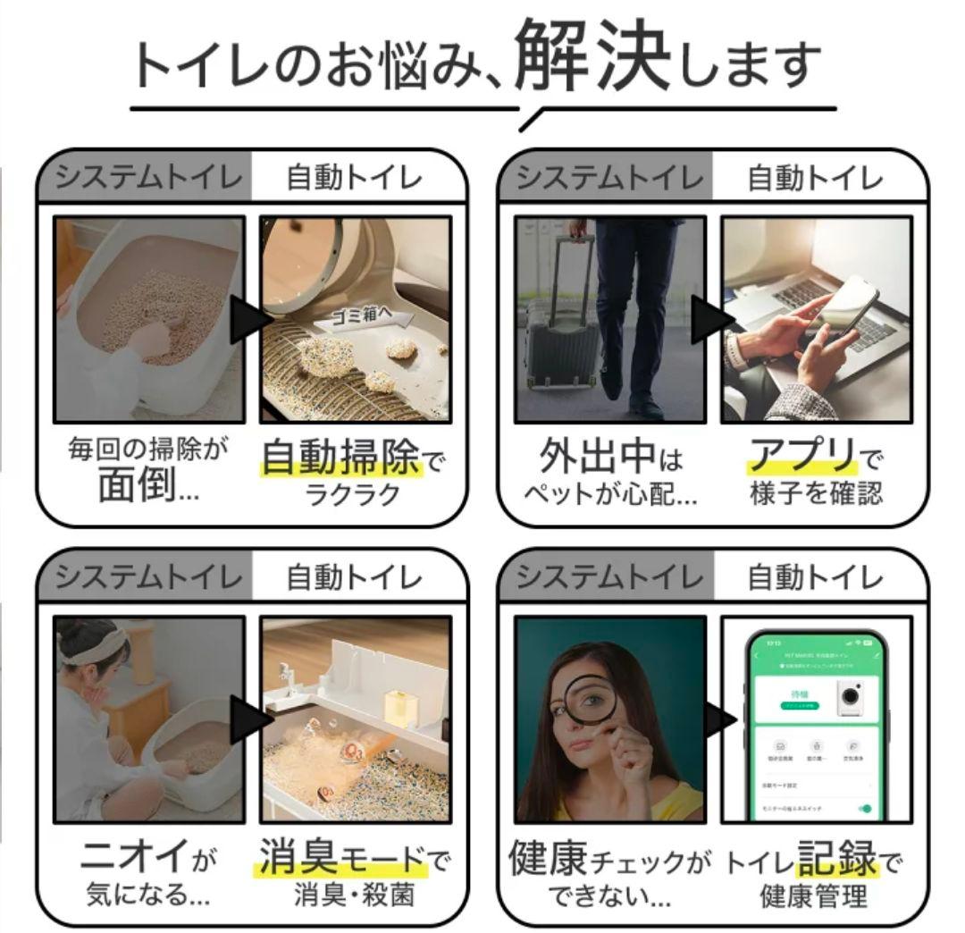 TOTOSHASHA オゾン消臭とスマホ遠隔操作 自動猫トイレ