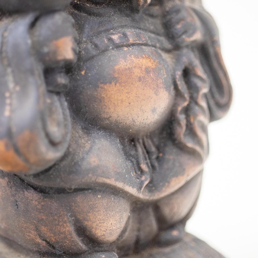 古備前 大黒天像／米俵立像 打出の小槌 七福神 煤大黒