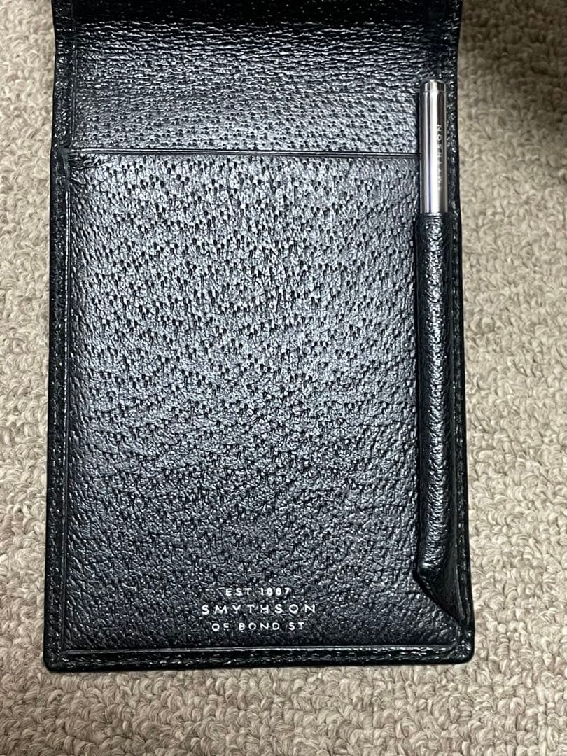 Smythson（スマイソン）　レザーメモパッド &ポールペン　英王国御用達