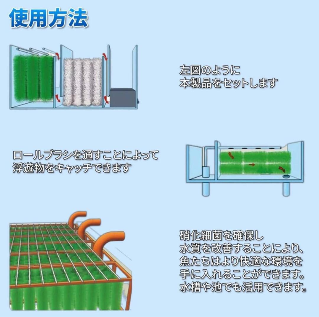 50本セット ロールフィルター ロールブラシ ろ材 ブラック 黒 110cm