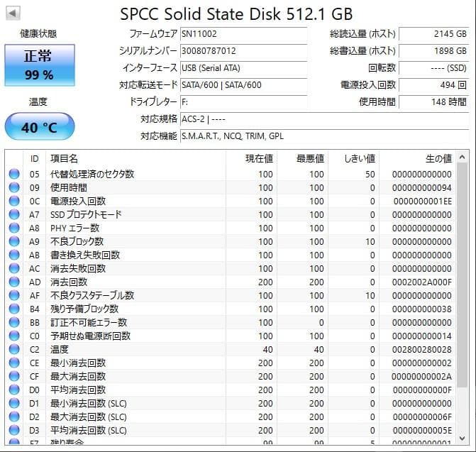 ✨使用時間短い✨2個セット✨SSD 512GB✨2.5インチ✨08-03