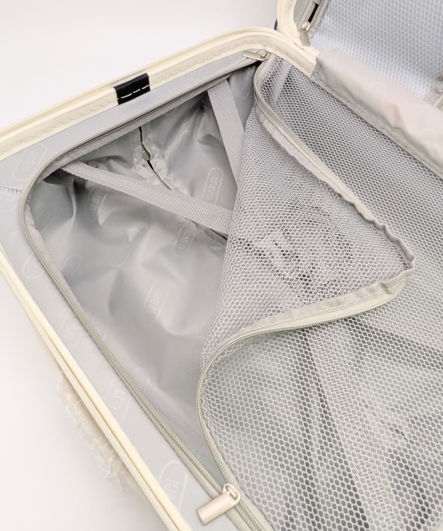 【新品・機内持込可】多機能スーツケース Sサイズ フロントオープン 白