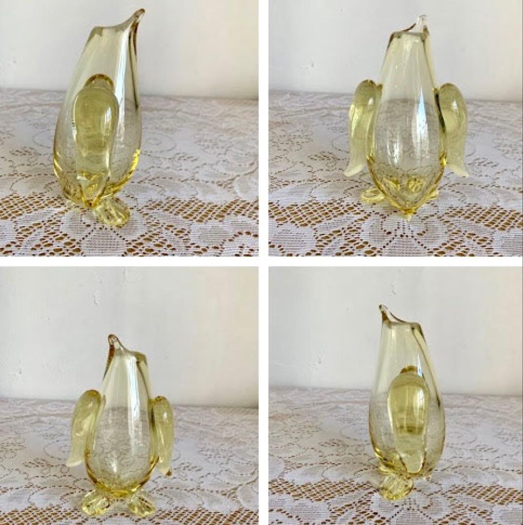 北一硝子 小樽工芸ガラス 2点 ペンギン 一輪挿し 花瓶 オブジェ