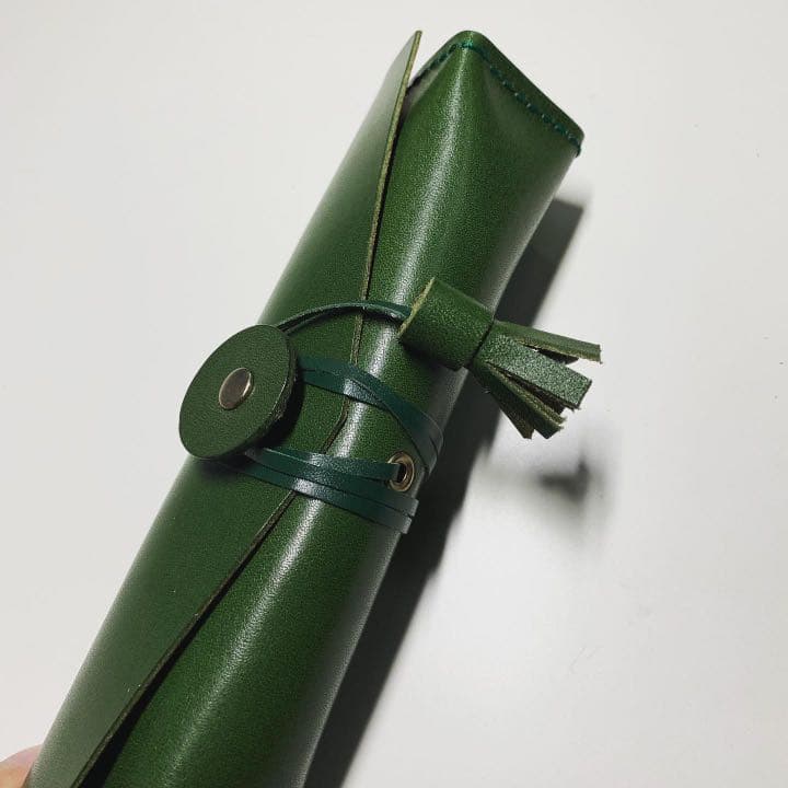 本革 ペンケース グリーン