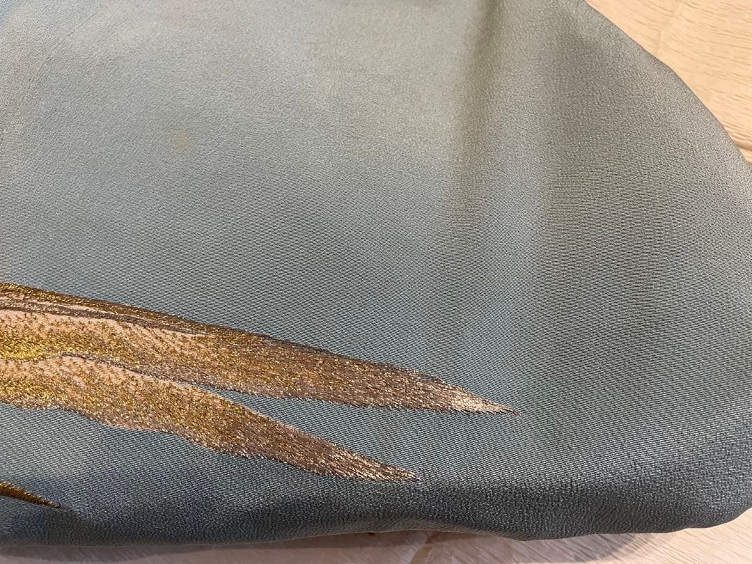 古布リメイクがま口バッグ　鳥　刺繍　色留袖