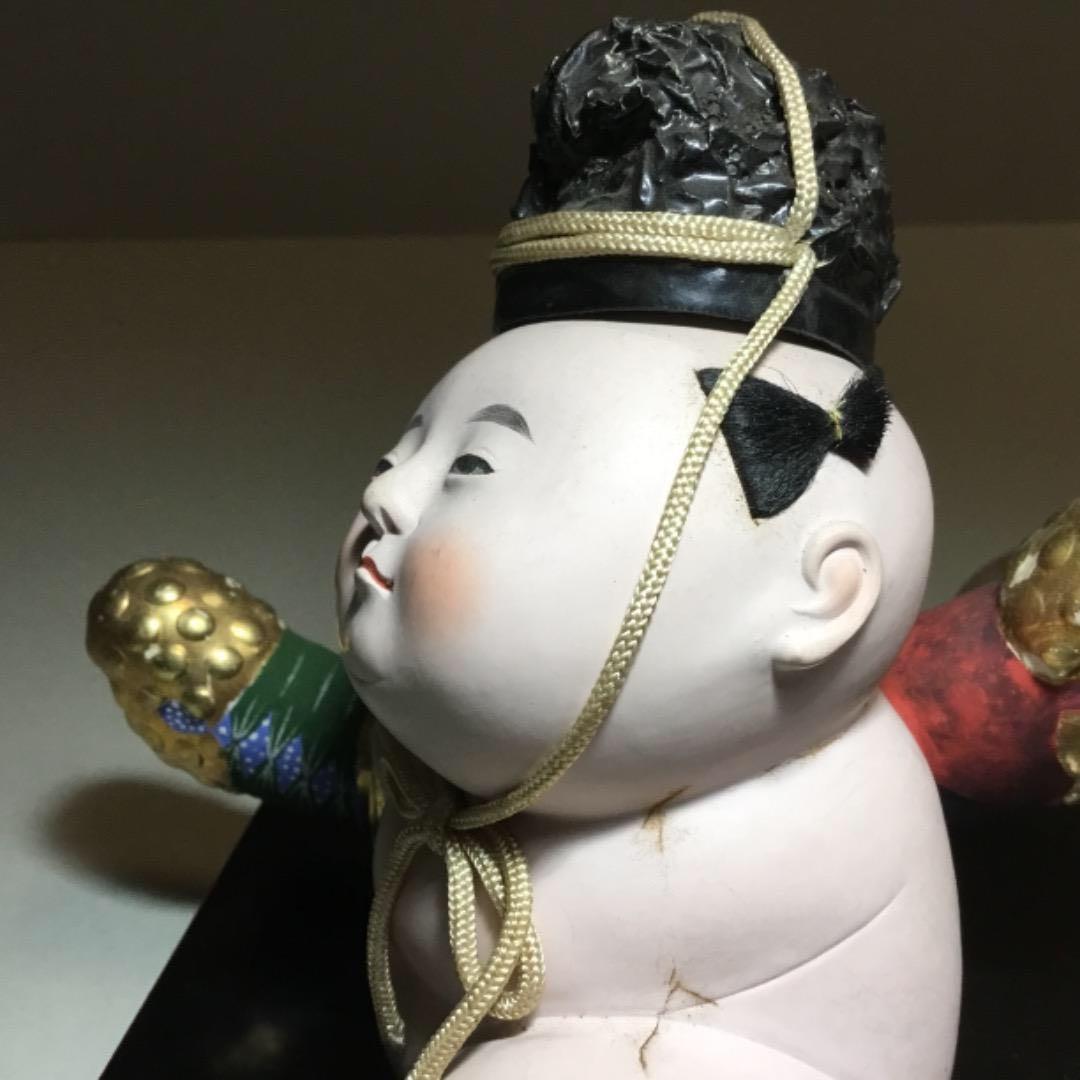 古い御所人形◆岡本玉水◆ミニ兜付き 伝統工芸 桐塑 雛人形 五月人形 節句 室礼