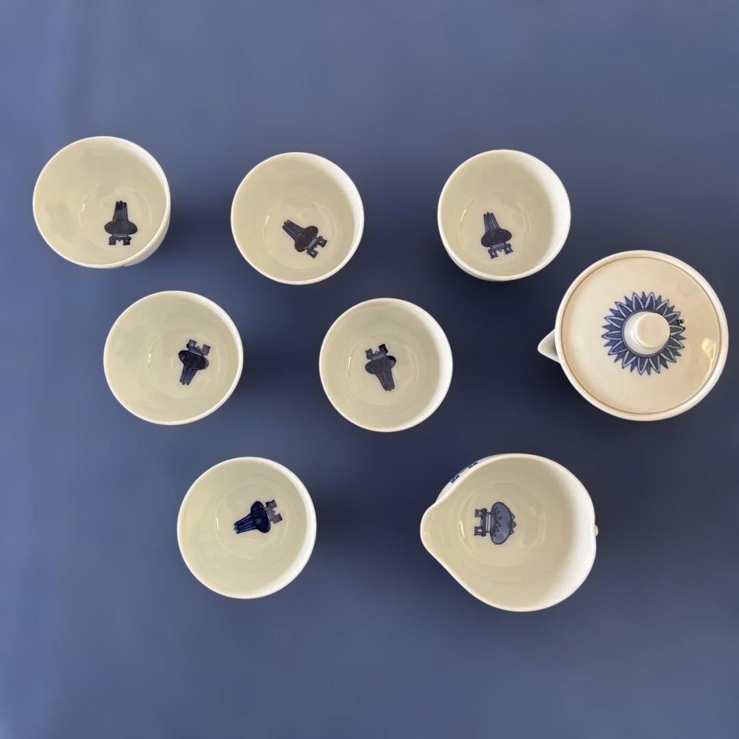 平安北峰　青華五鼎紋茶器六客揃