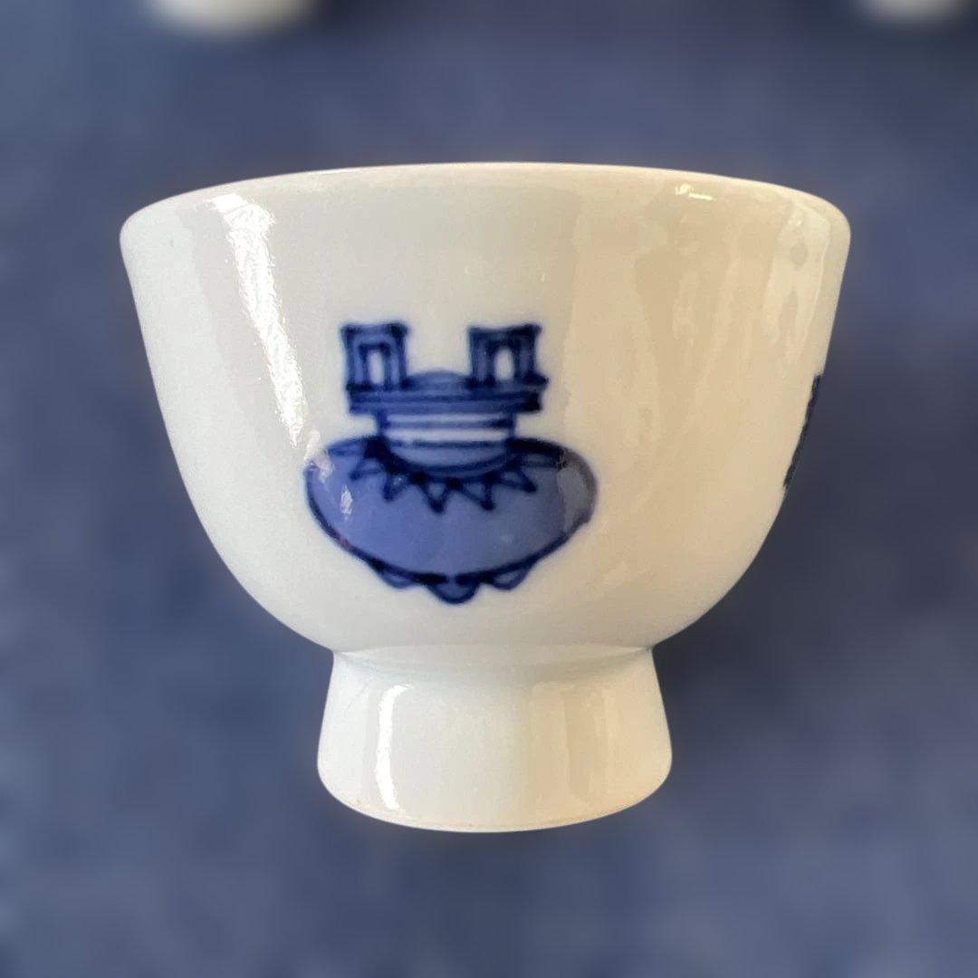 平安北峰　青華五鼎紋茶器六客揃