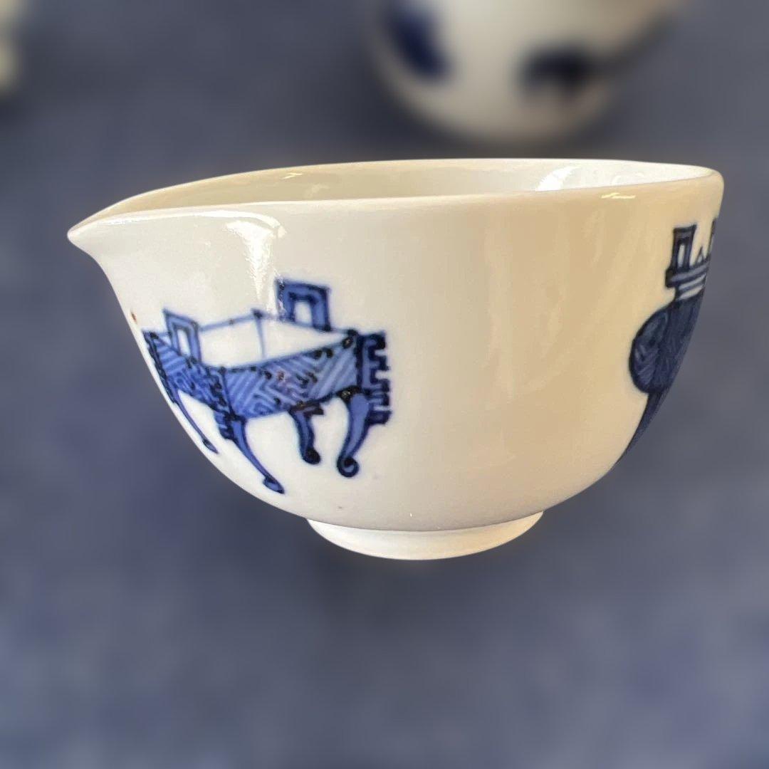 平安北峰　青華五鼎紋茶器六客揃