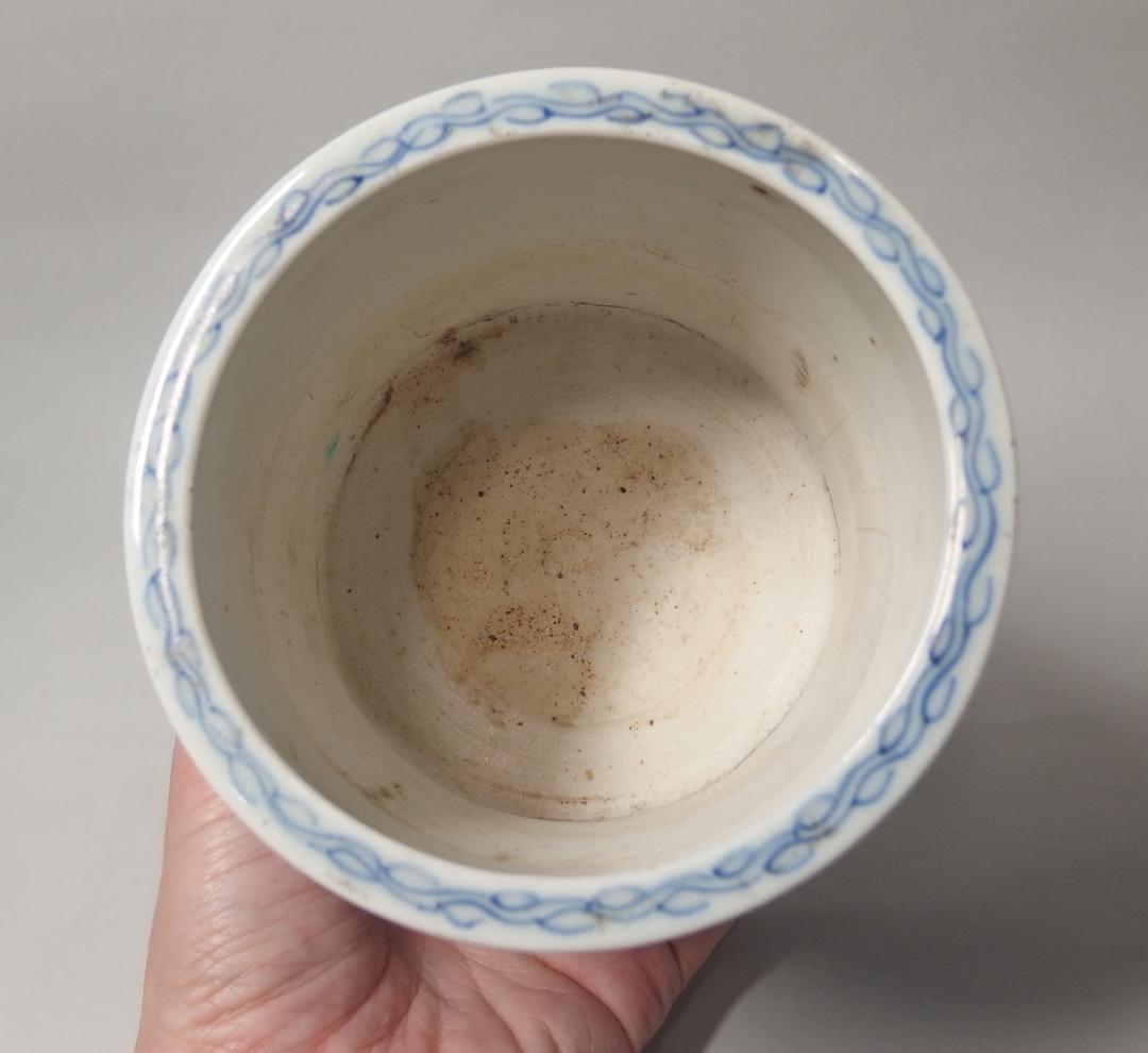 古伊万里染付草花馬図火入れ/大振りサイズ！/茶道具