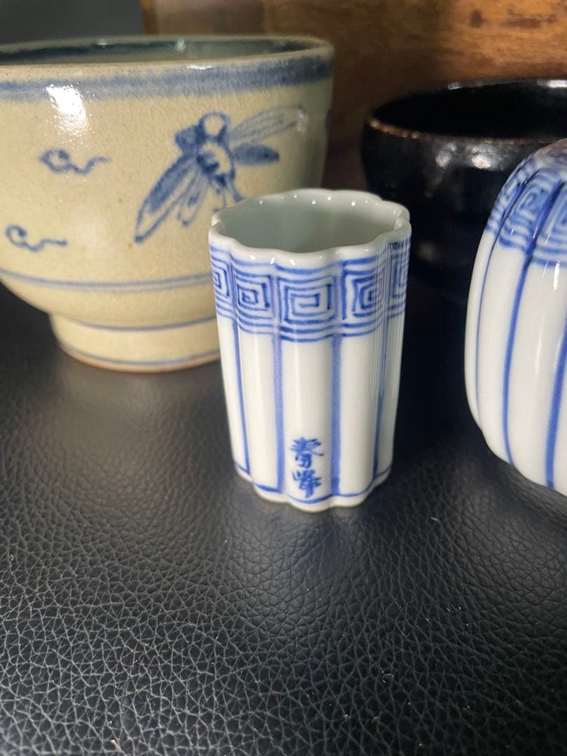 桑製 茶箱 茶道具セット　在銘　京焼　平安春峰　茶道具