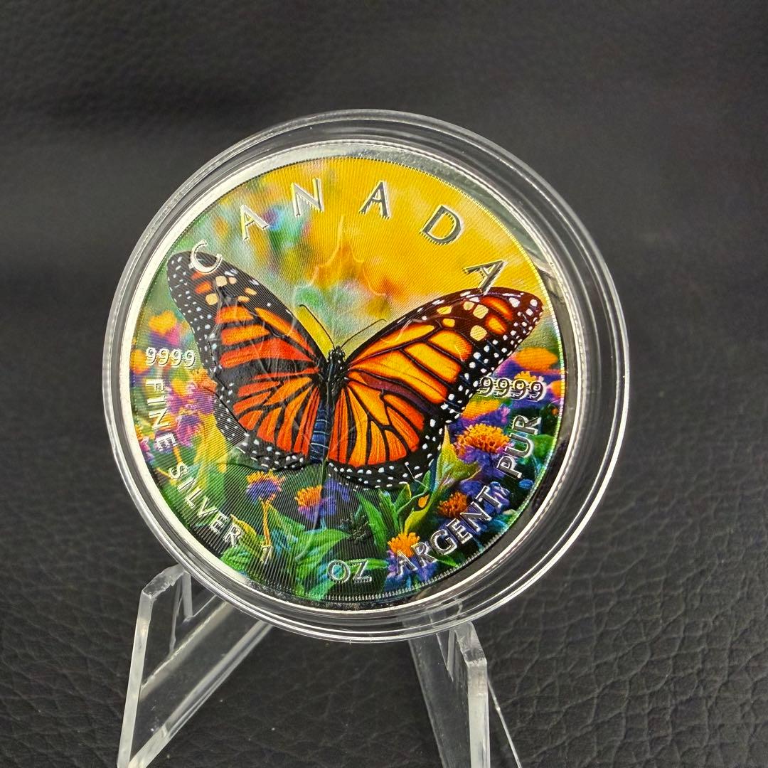 メイプルリーフ 銀貨 カラー オオカバマダラ 動物と植物の調和 1オンス 1oz