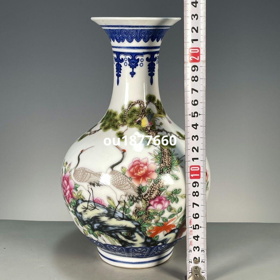 パステル松鶴延年賞瓶 景徳鎮 陶磁器 装飾品 現代工芸品 美術品 置物