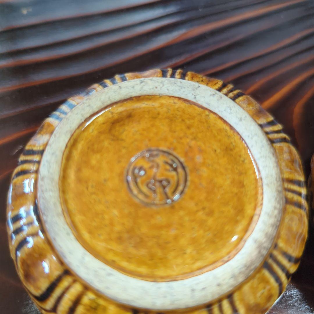 京焼 寺尾陶象 飴釉 香合 象の彫刻 陶器約6.5cm 外箱蓋のみ