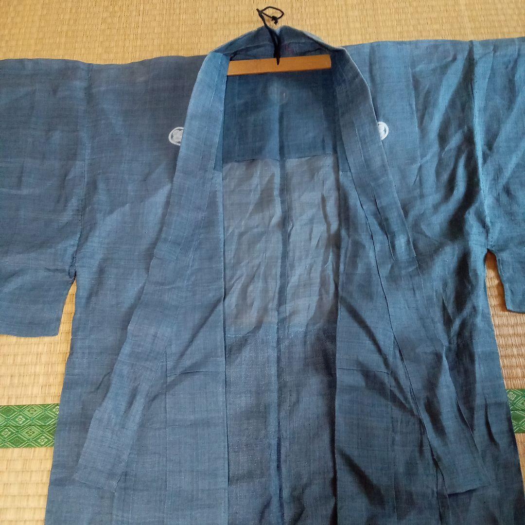 藍染め　赤穂浅野家家紋付　野良着　古着　古布　レトロポップ　ボロ藍染め