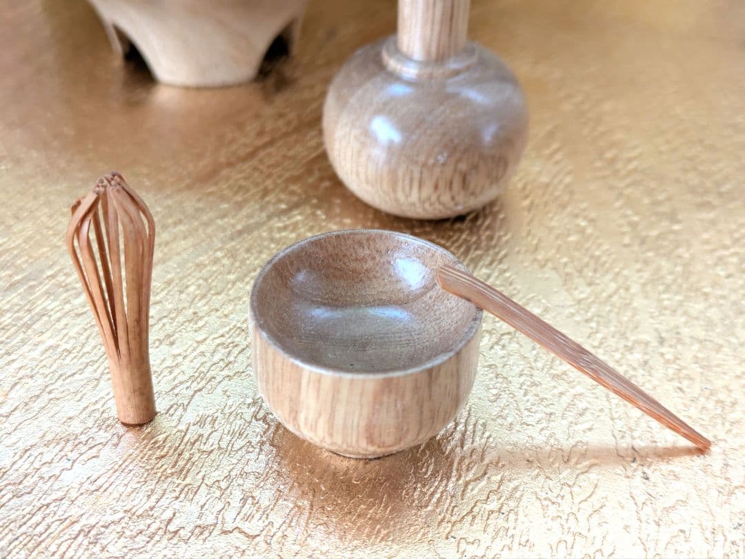 お値下げ✿木製ミニ茶道具茶釜セット✿静岡工芸挽物✿未使用箱付
