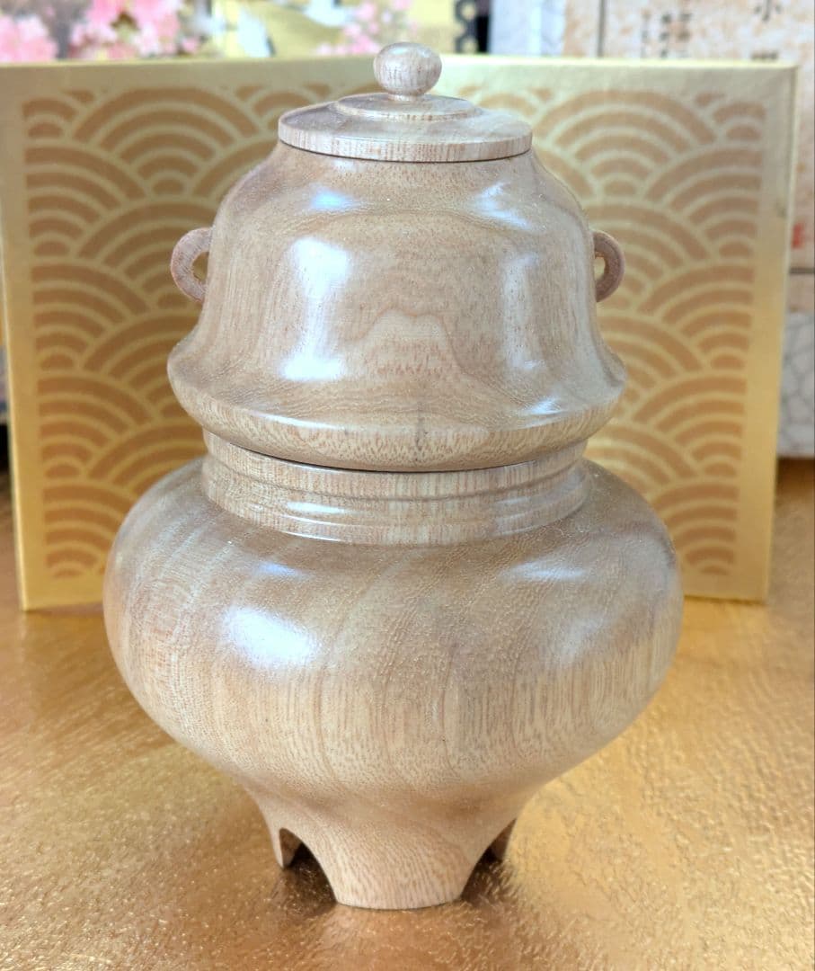 お値下げ✿木製ミニ茶道具茶釜セット✿静岡工芸挽物✿未使用箱付