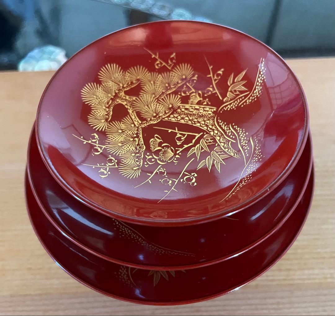 輪島塗 漆器 膳セット 黒赤 金模様