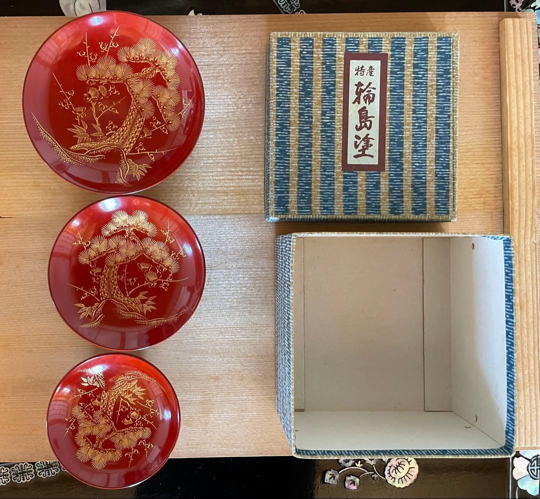 輪島塗 漆器 膳セット 黒赤 金模様