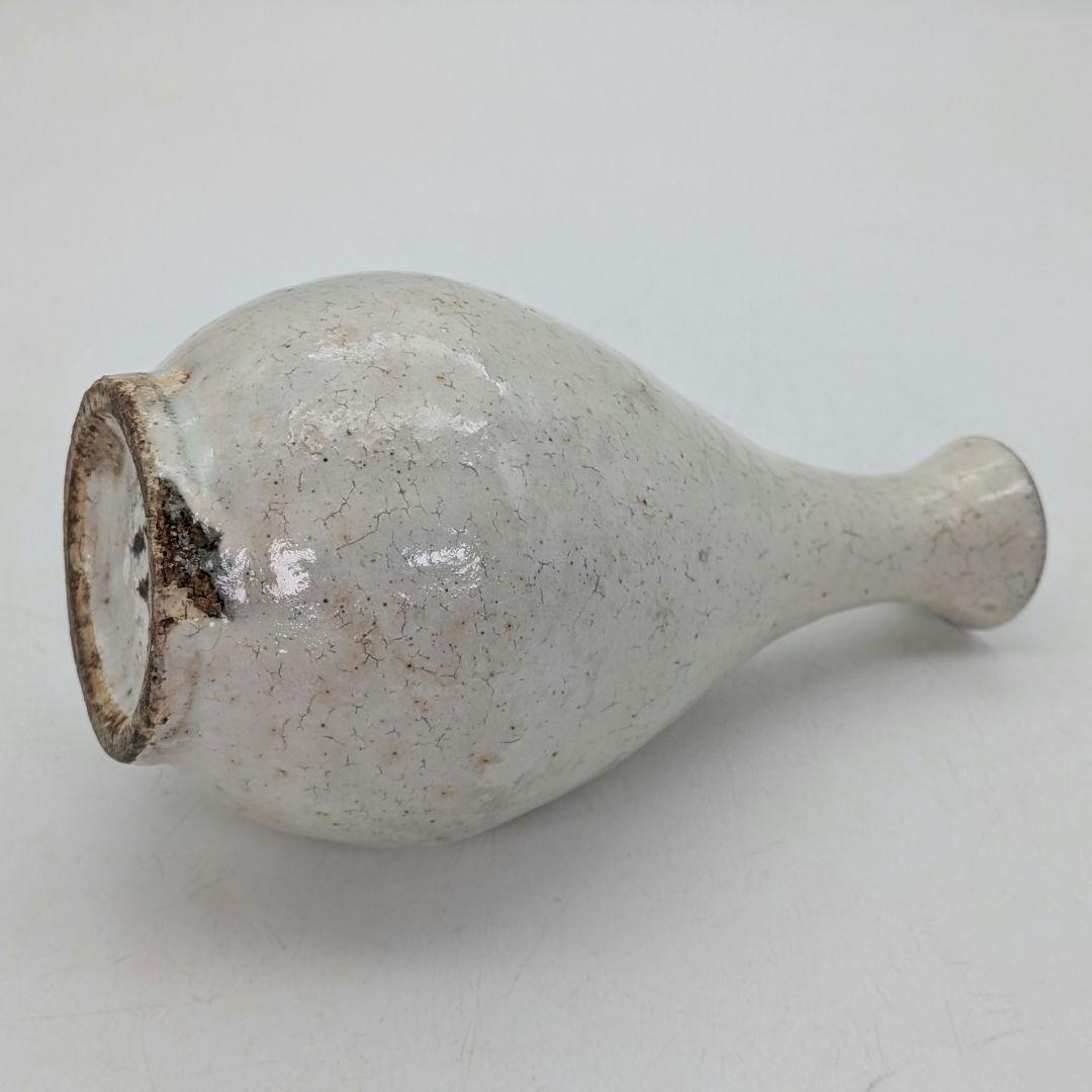 いもじ窯 喜多村午郎 粉引瓶 共箱 一輪挿し花入 徳利花入 花瓶 花器 鋳物師焼