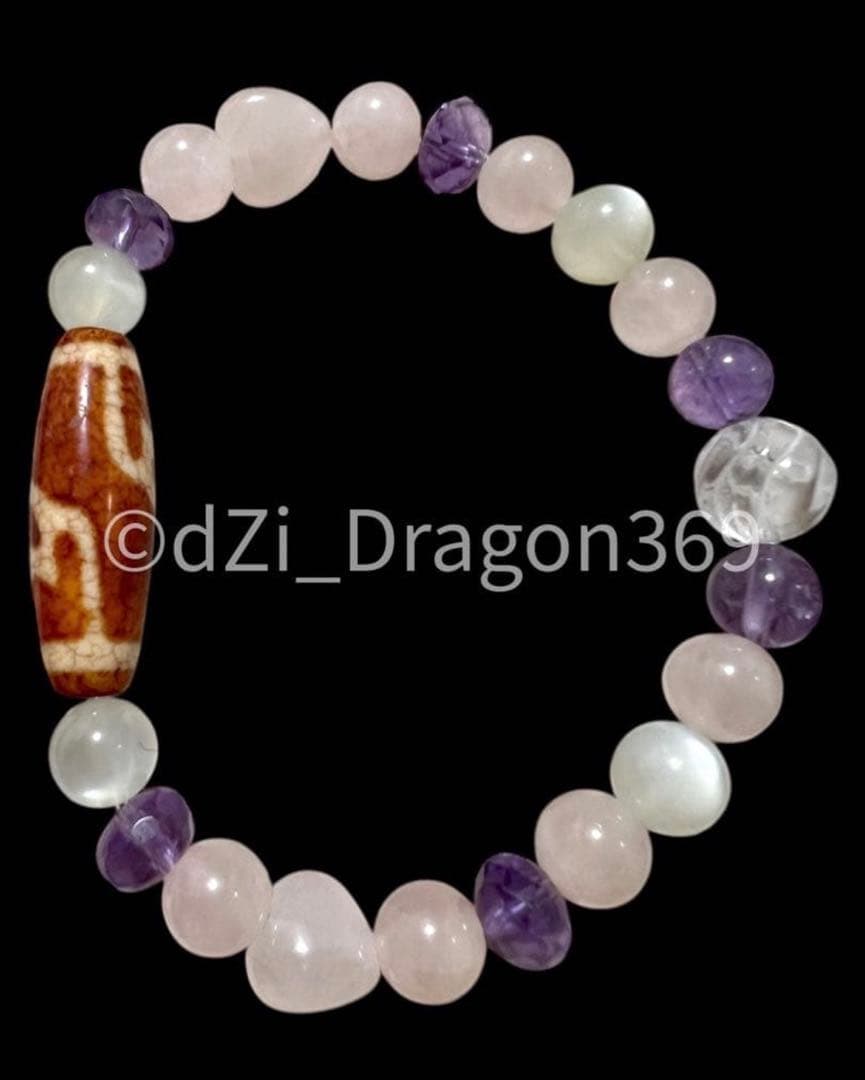 dZi beadsジービーズ 西蔵 玉髄 上肯 龍紋火供水蓮花天珠のブレス