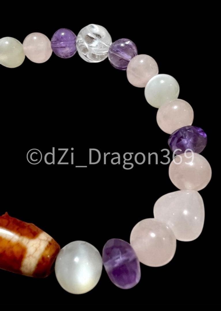 dZi beadsジービーズ 西蔵 玉髄 上肯 龍紋火供水蓮花天珠のブレス