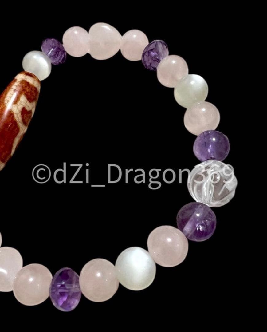 dZi beadsジービーズ 西蔵 玉髄 上肯 龍紋火供水蓮花天珠のブレス