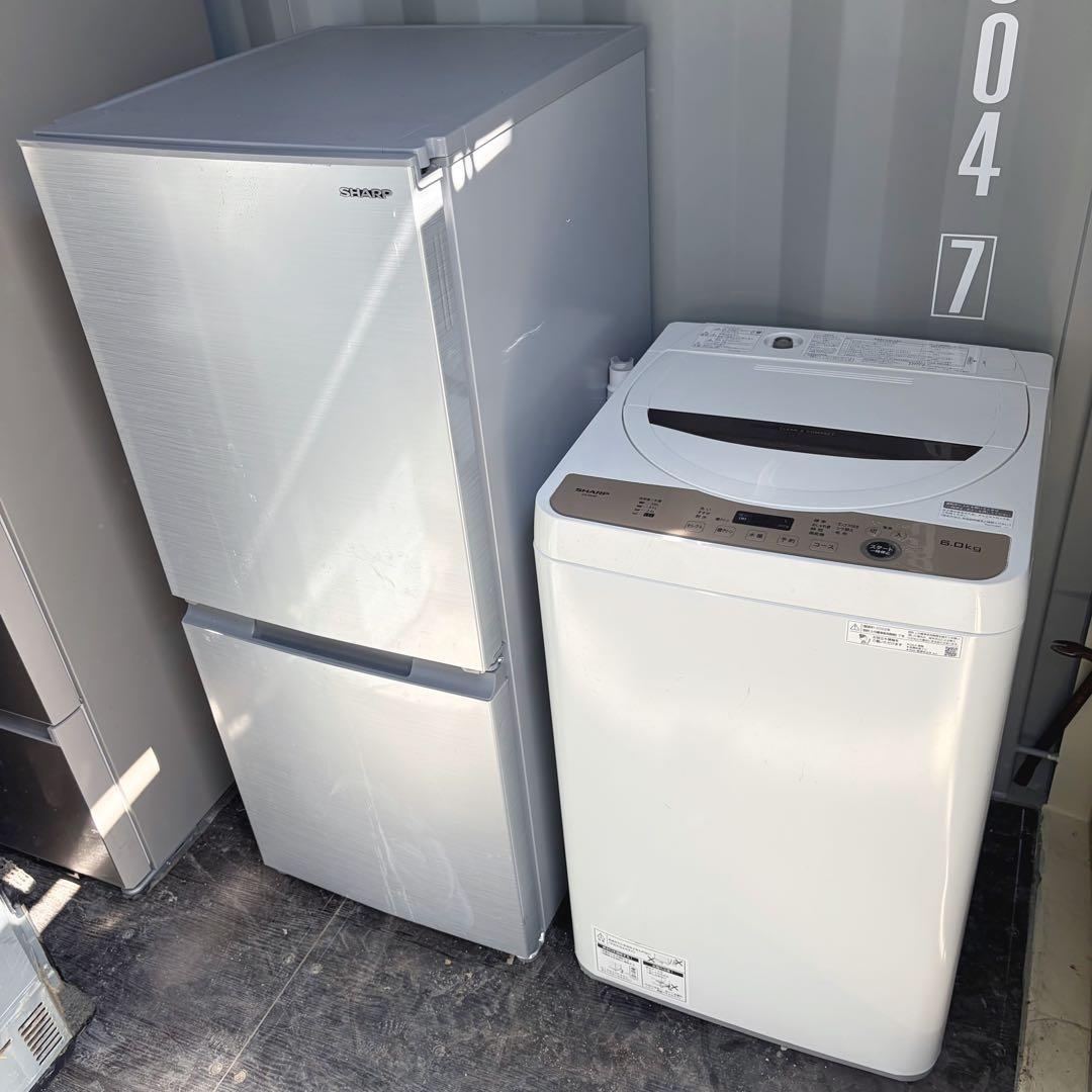 取付無料！高性能・高年式 SHARPおしゃれインテリアシルバー冷蔵庫6kg洗濯機