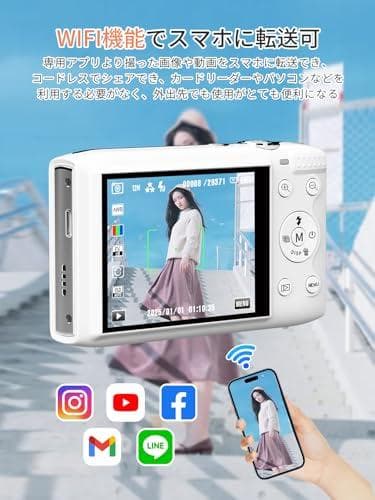 AiMike スマホに送れる デジタルカメラ 5K デジカメ WIFI転送機能A