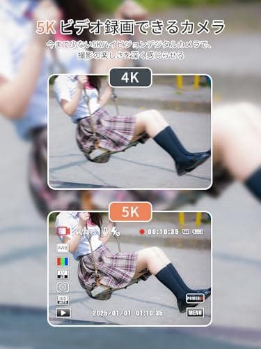 AiMike スマホに送れる デジタルカメラ 5K デジカメ WIFI転送機能A