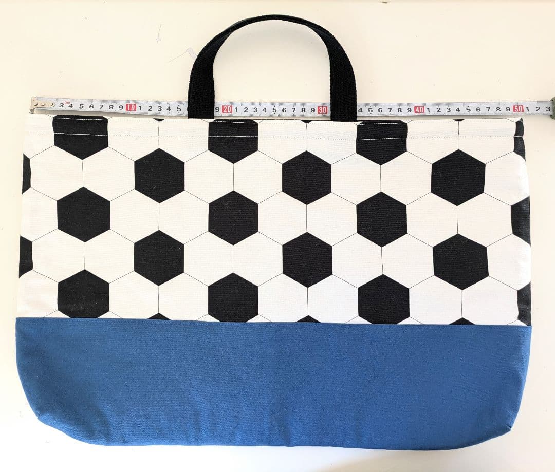 入園入学3点セット、レッスンバッグ指定　サッカーボール×アッシュブルー/ブラック