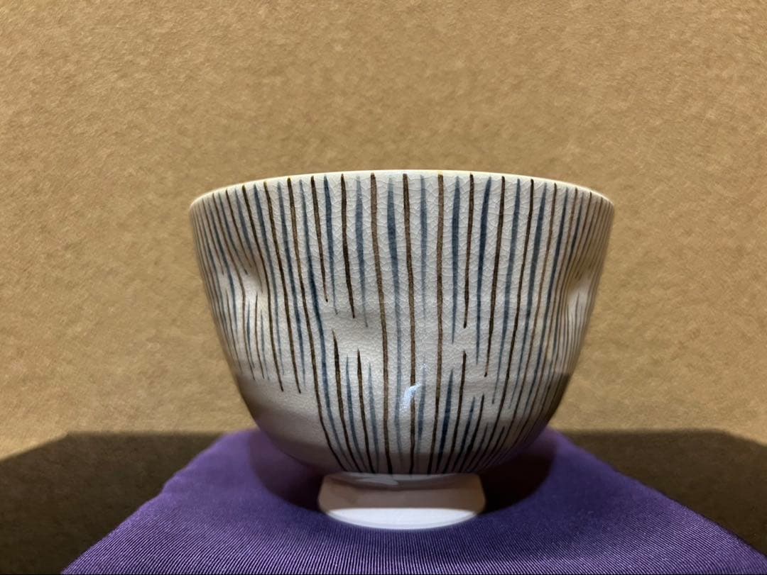 粟田焼名工鍵屋　安田浩人　麦わら手絵茶碗