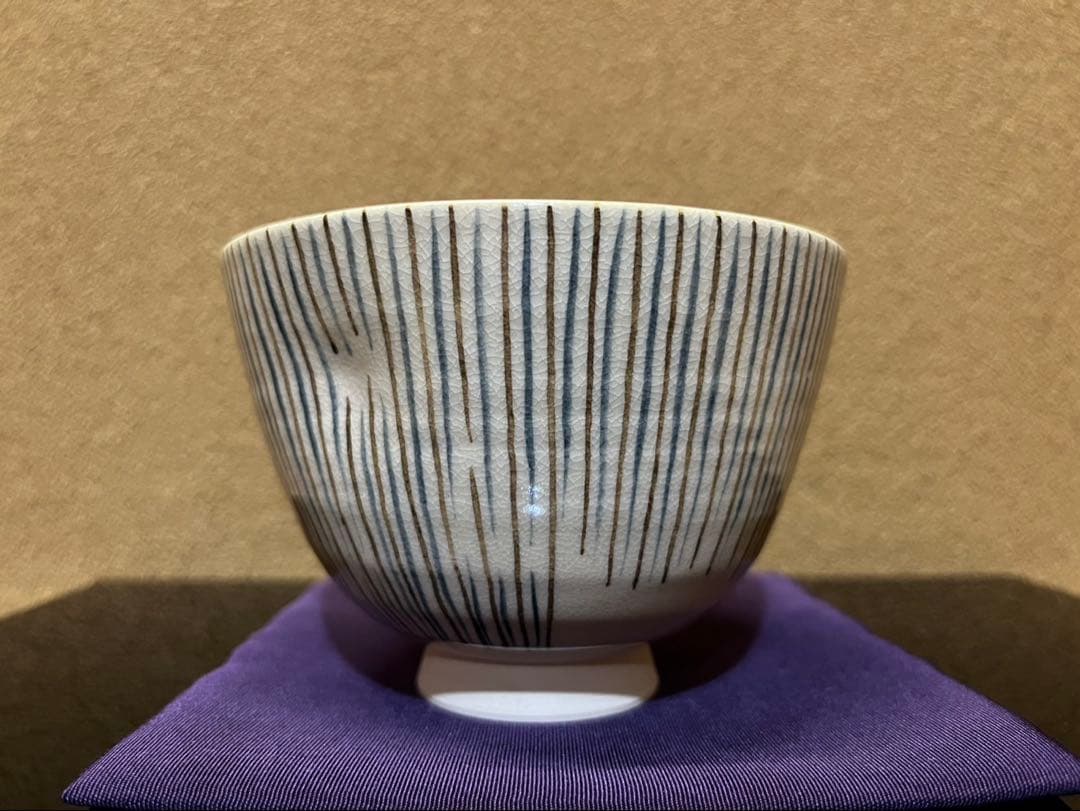 粟田焼名工鍵屋　安田浩人　麦わら手絵茶碗
