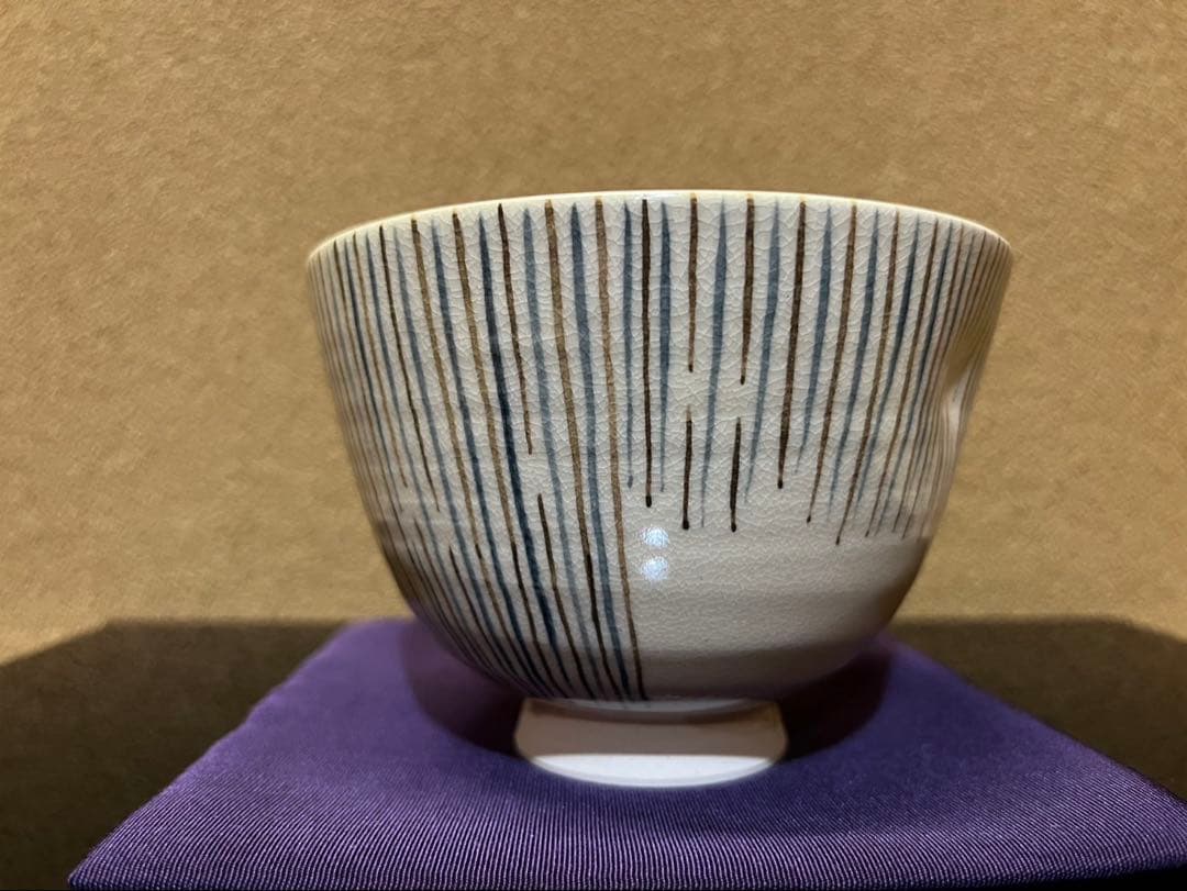 粟田焼名工鍵屋　安田浩人　麦わら手絵茶碗