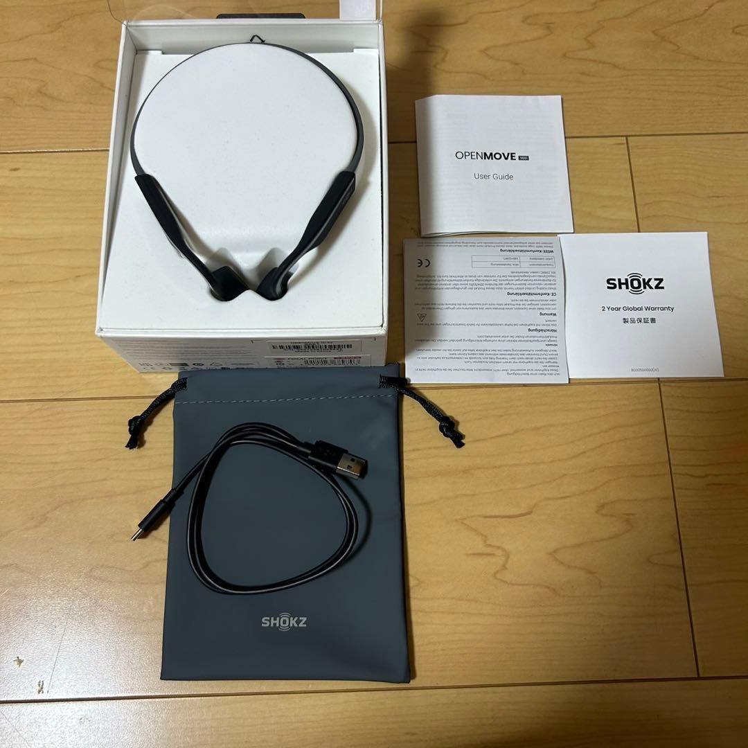 美品 SHOKZ OPENMOVE 骨伝導イヤホン グレー