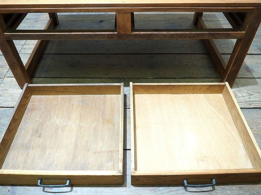 1490 ビンテージ　杢目の綺麗な文机　ローテーブル　収納棚　引き出し　レトロ