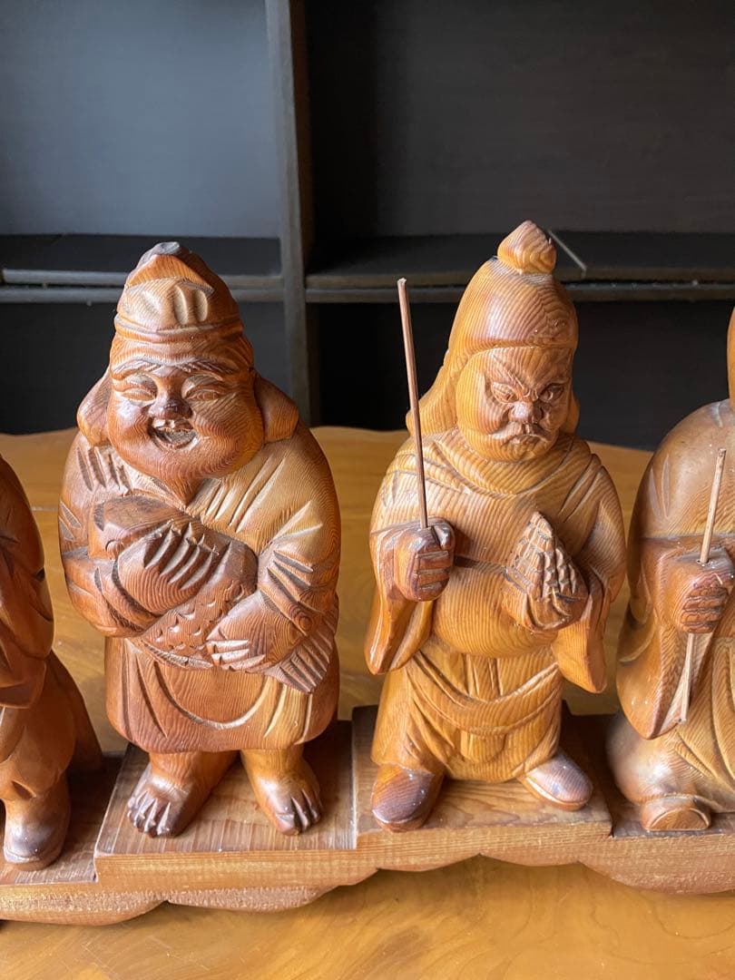 木製 七福神像 伝統工芸品 約30cm