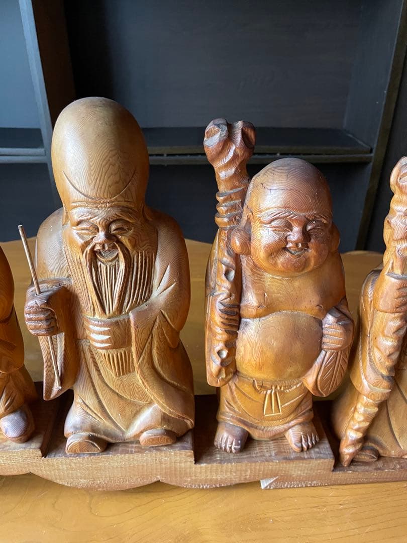 木製 七福神像 伝統工芸品 約30cm