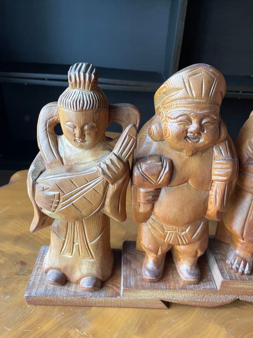 木製 七福神像 伝統工芸品 約30cm