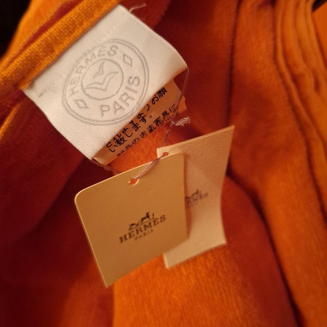 No.仏蘭西館　HERMÈS オレンジ ストライプ バスタオル　敷布　敷物　掛布