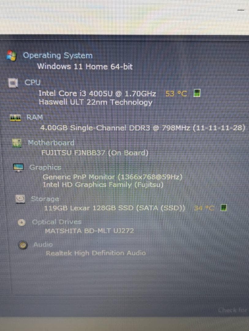 富士通 LIFEBOOK AH45/M i3-4005U SSD