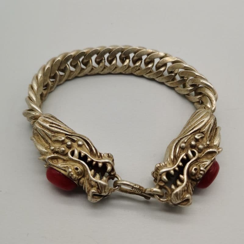銅 細工 双龍手串 ブレス 装飾品 工芸品 置物