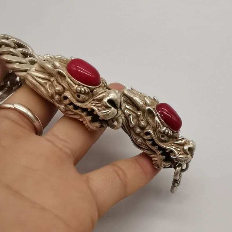銅 細工 双龍手串 ブレス 装飾品 工芸品 置物