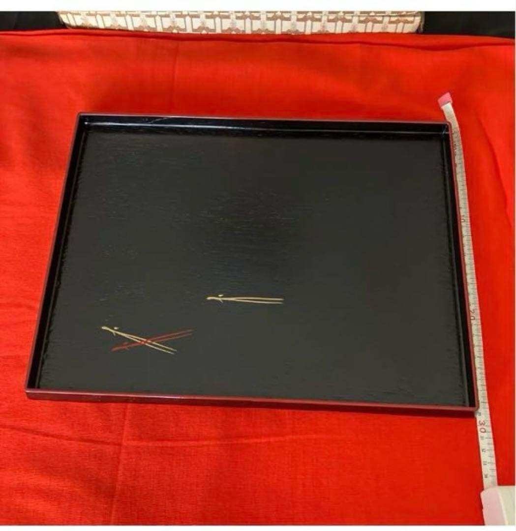 【新品】天然木漆器トレー　5セット　大丸