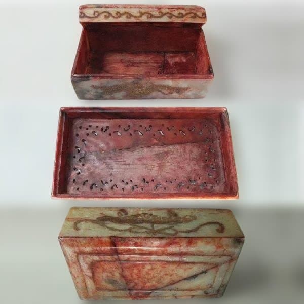 中国古玩 唐物 玉 盒子 彫刻 古美術 蓋付 骨董 箱