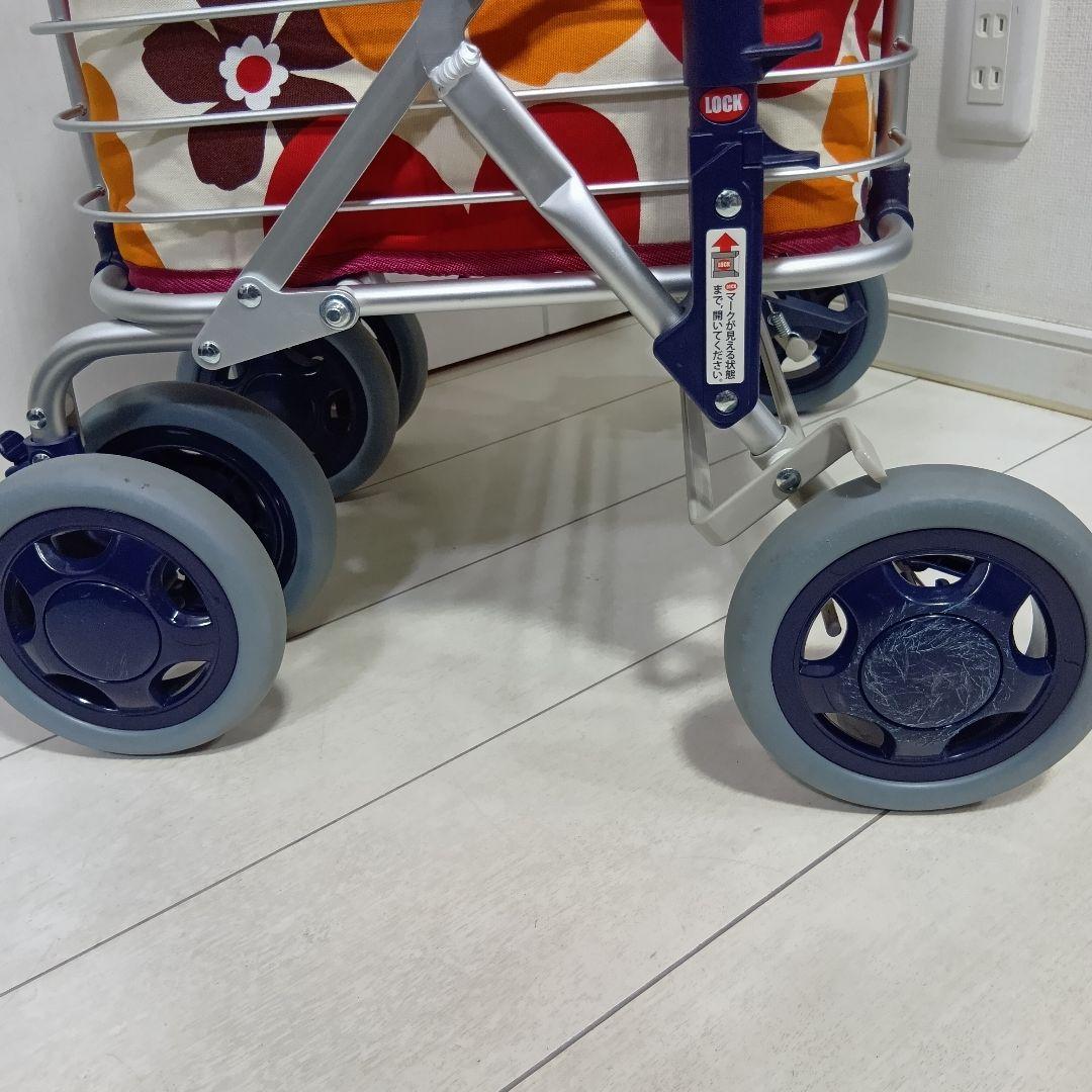 ユーバ産業 SUWAREL シルバーカー ショッピングカート 花柄デザイン 赤