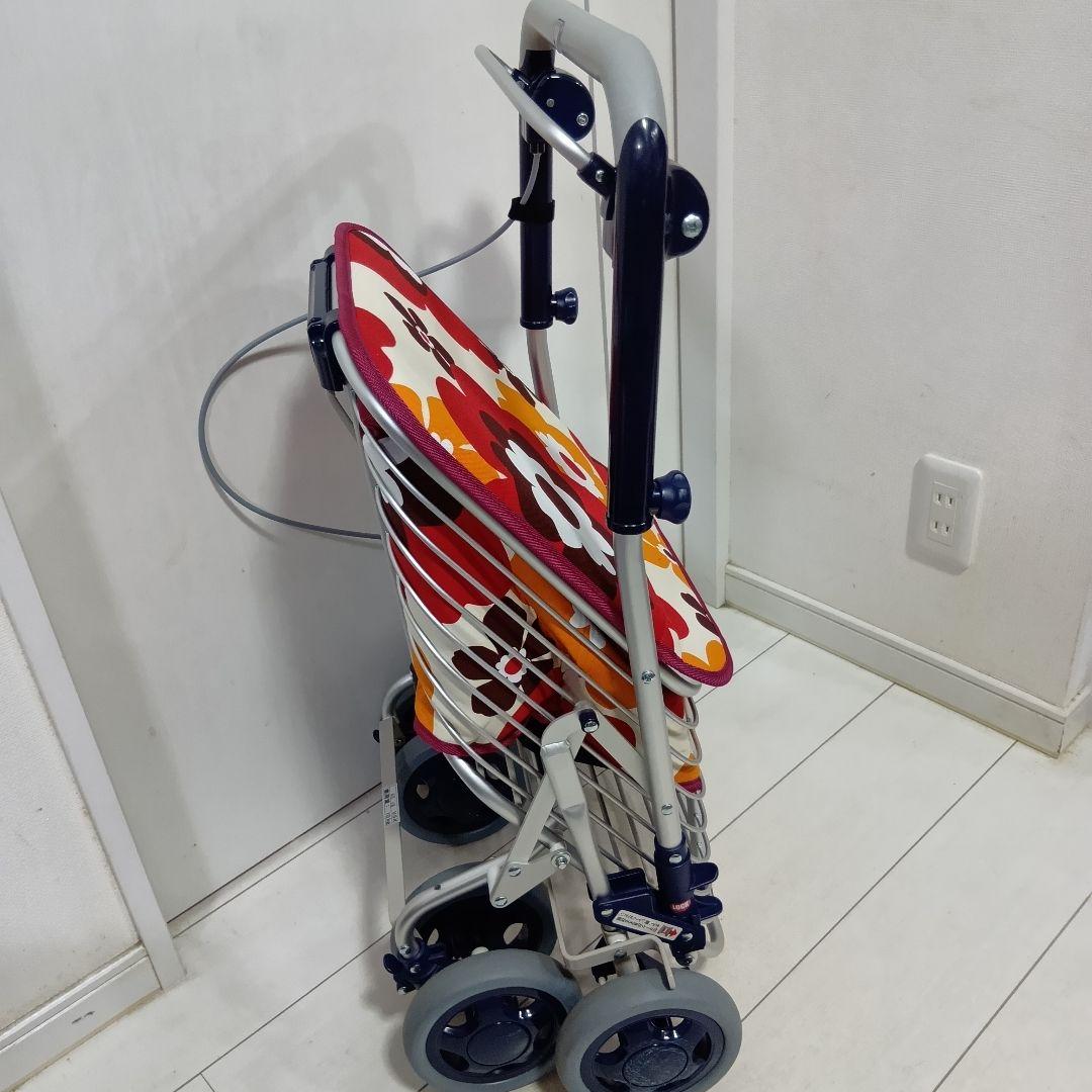 ユーバ産業 SUWAREL シルバーカー ショッピングカート 花柄デザイン 赤